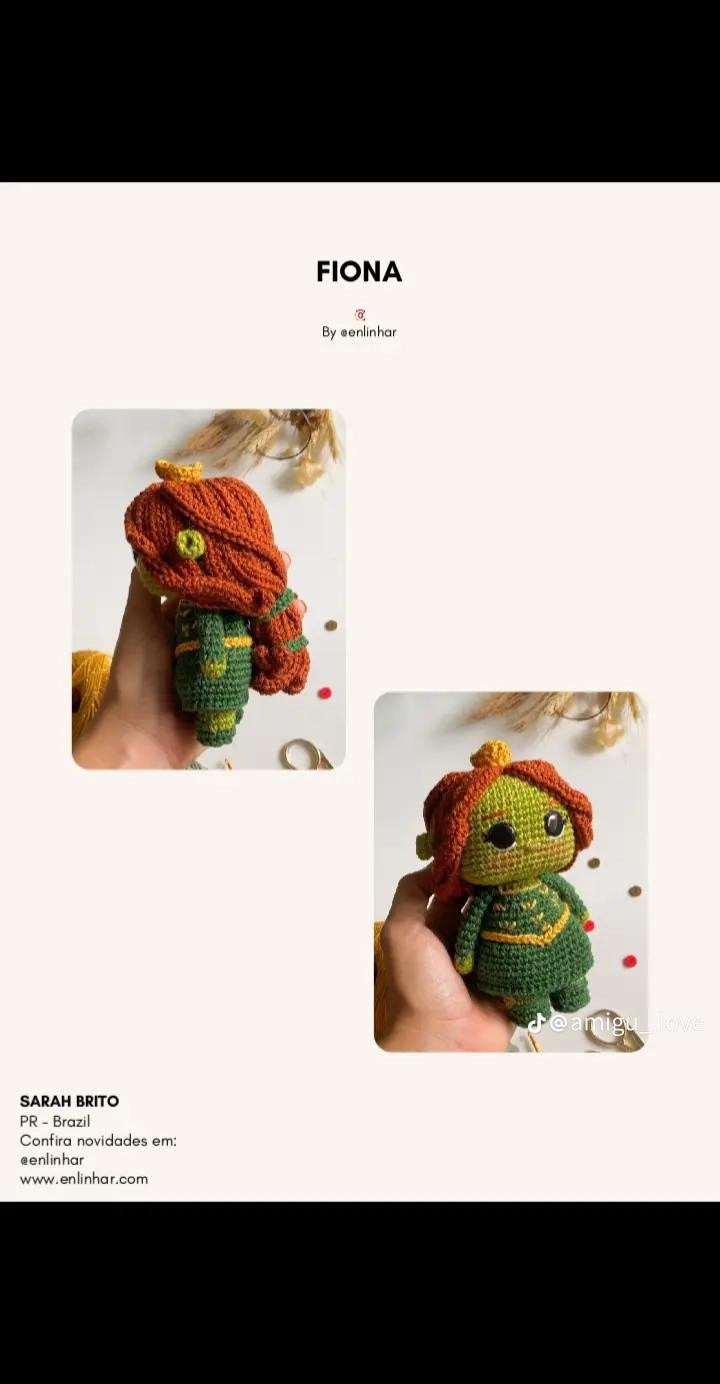 Gráfico de crochê amigurumi da Fiona do Shrek