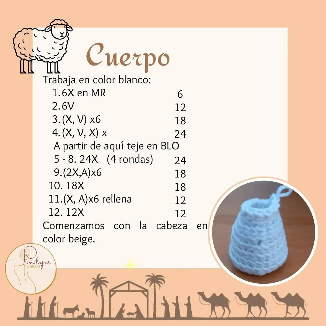Gráfico de Crochet: Oveja amigurumi tierna para Navidad