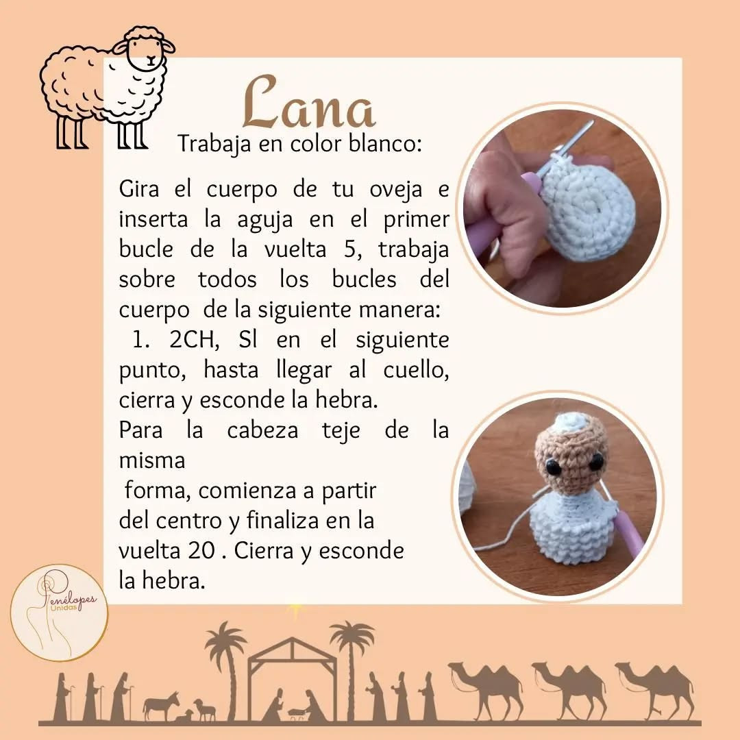 Gráfico de Crochet: Oveja amigurumi tierna para Navidad