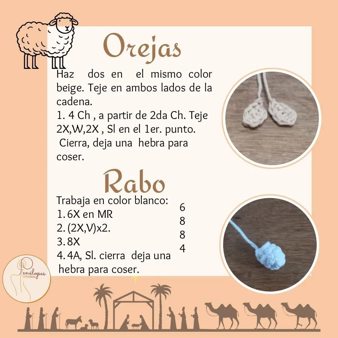 Gráfico de Crochet: Oveja amigurumi tierna para Navidad
