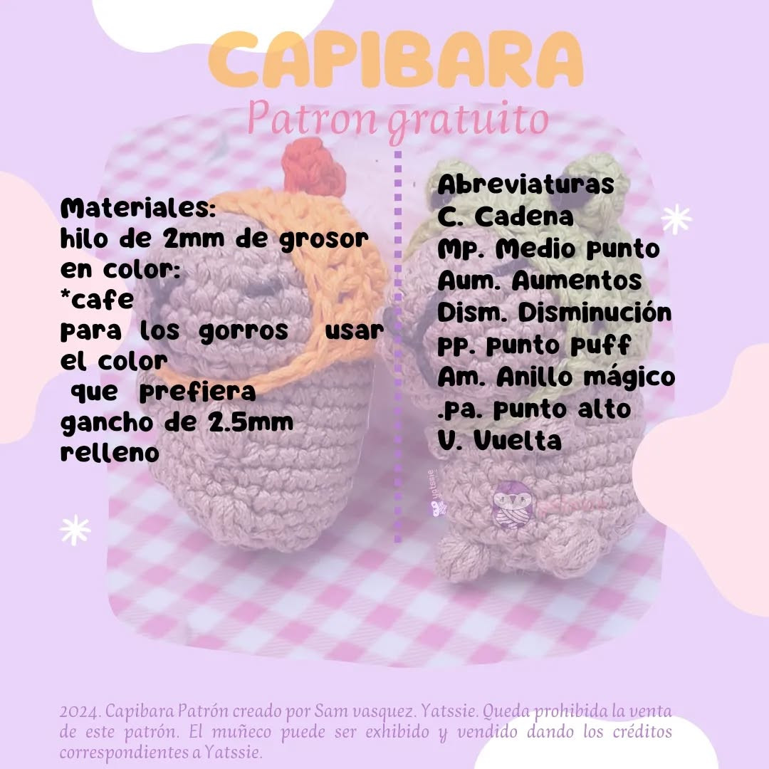 Gráfico de Ganchillo Capibara Gratis