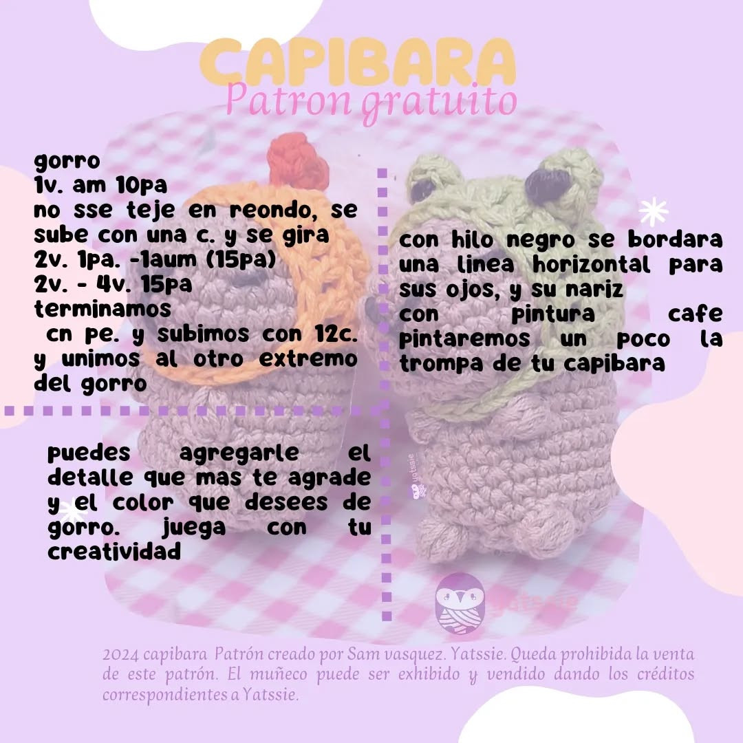 Gráfico de Ganchillo Capibara Gratis