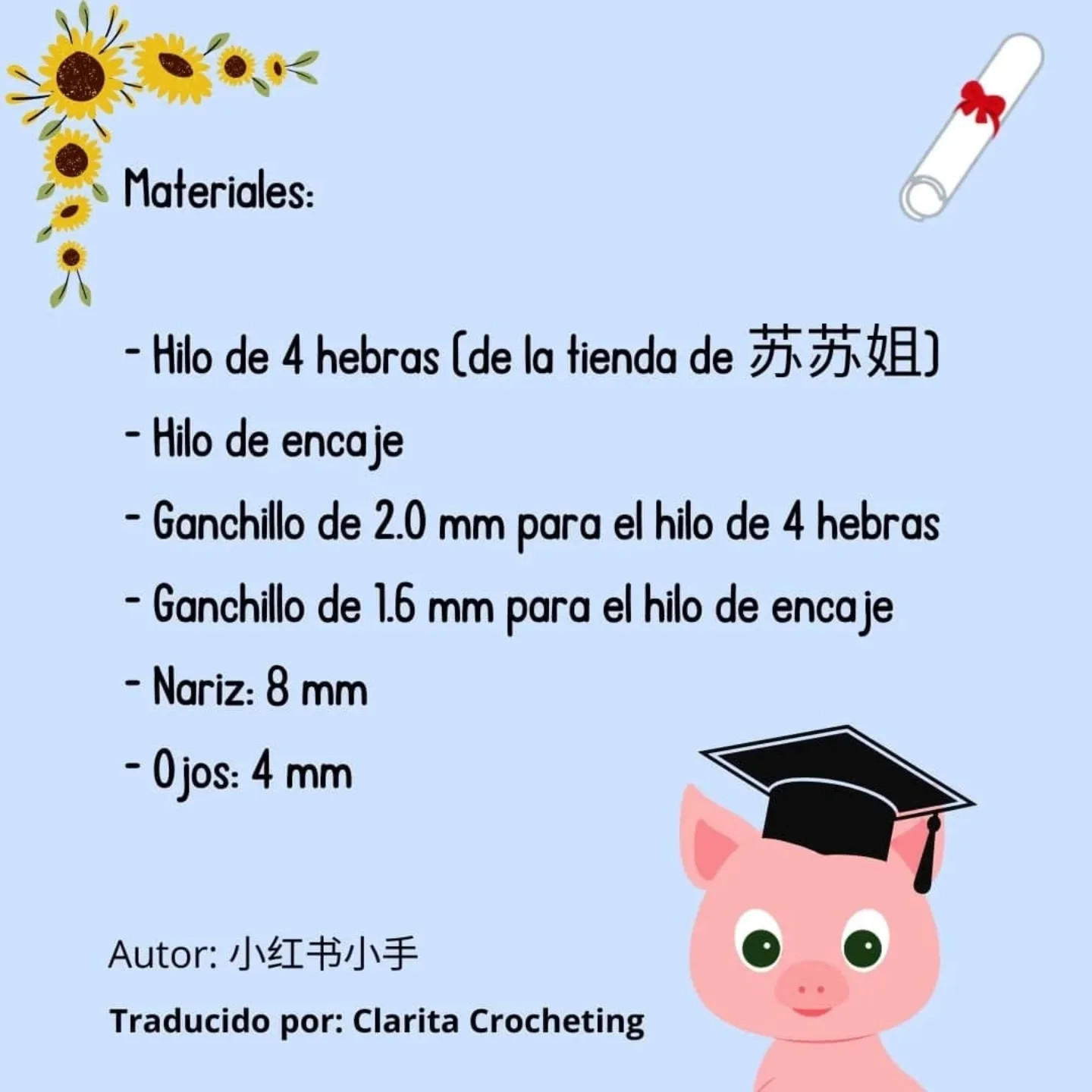 Gráfico de ganchillo: Cerditos graduados