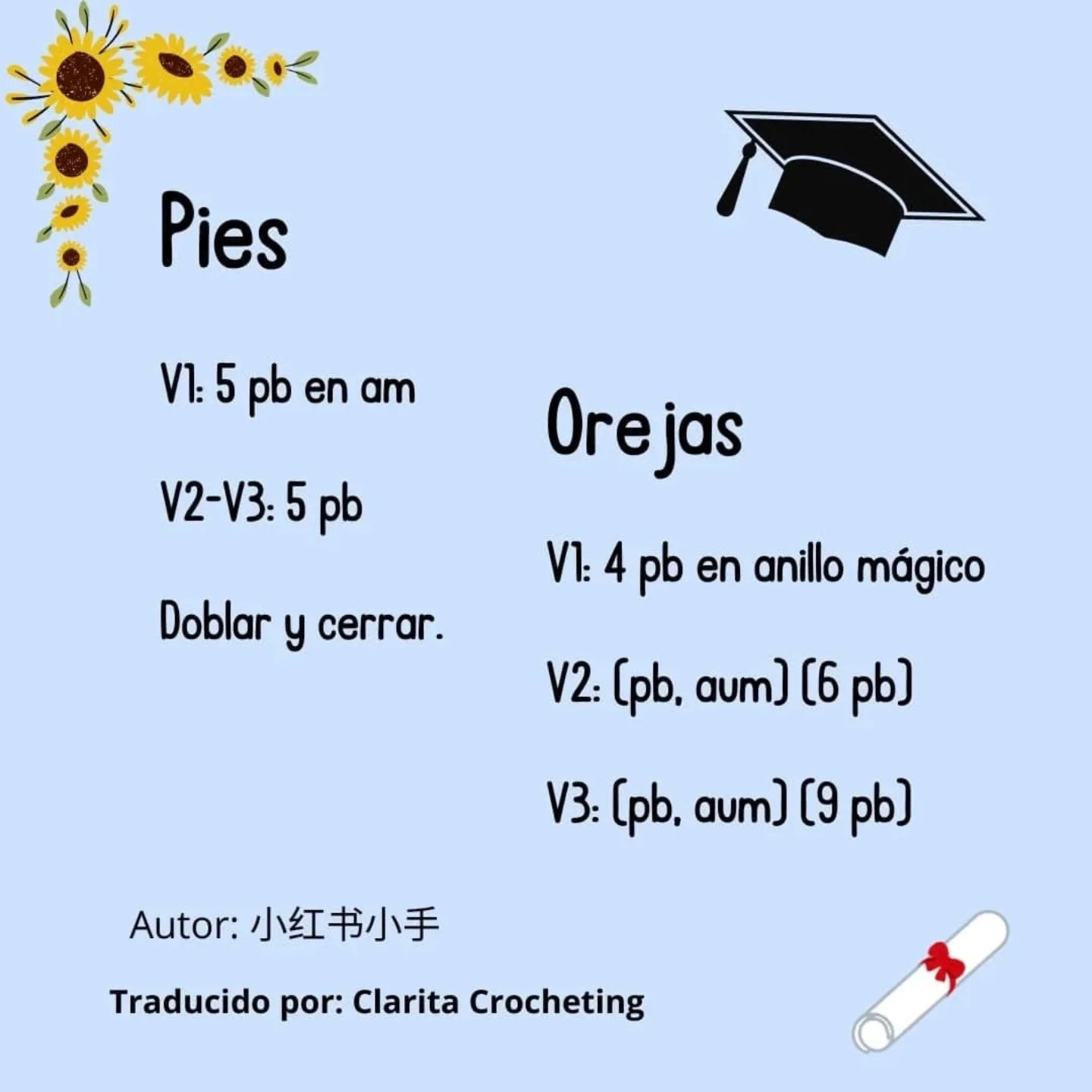 Gráfico de ganchillo: Cerditos graduados