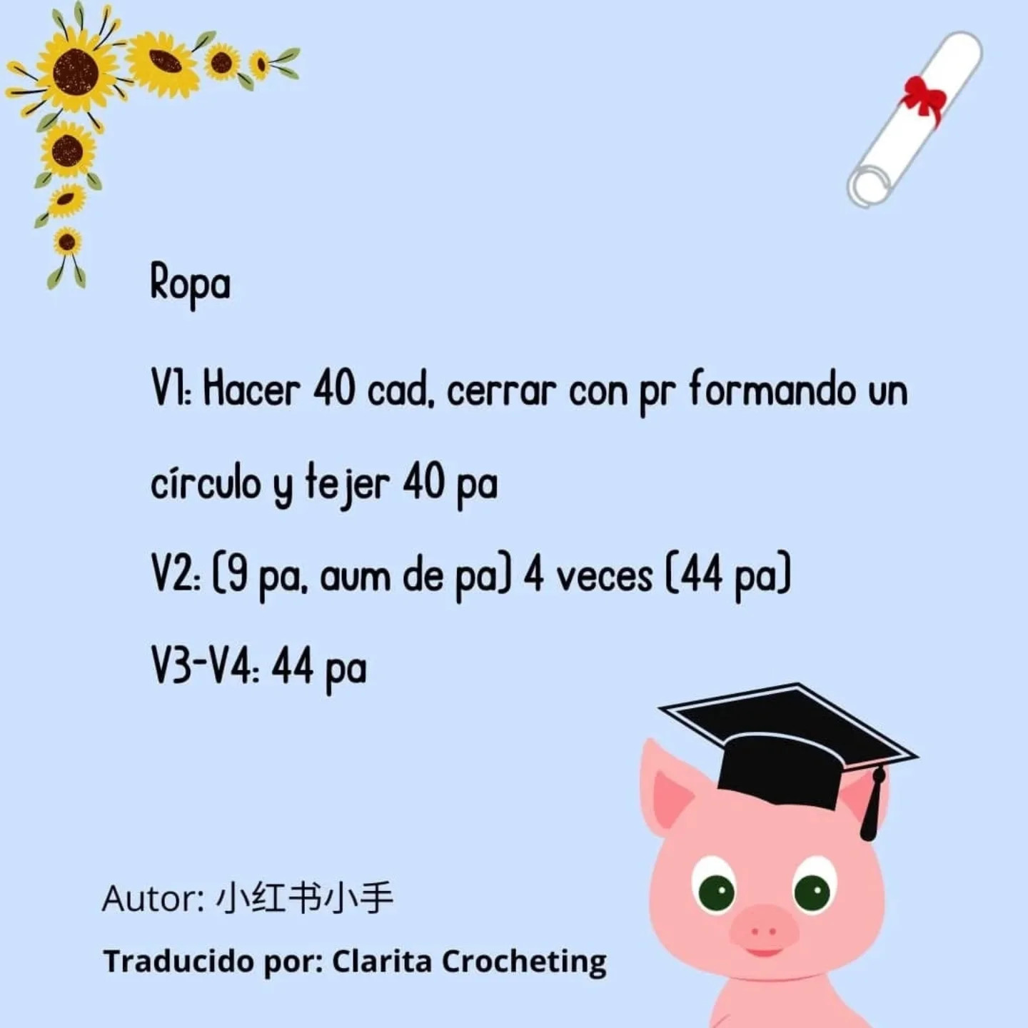 Gráfico de ganchillo: Cerditos graduados
