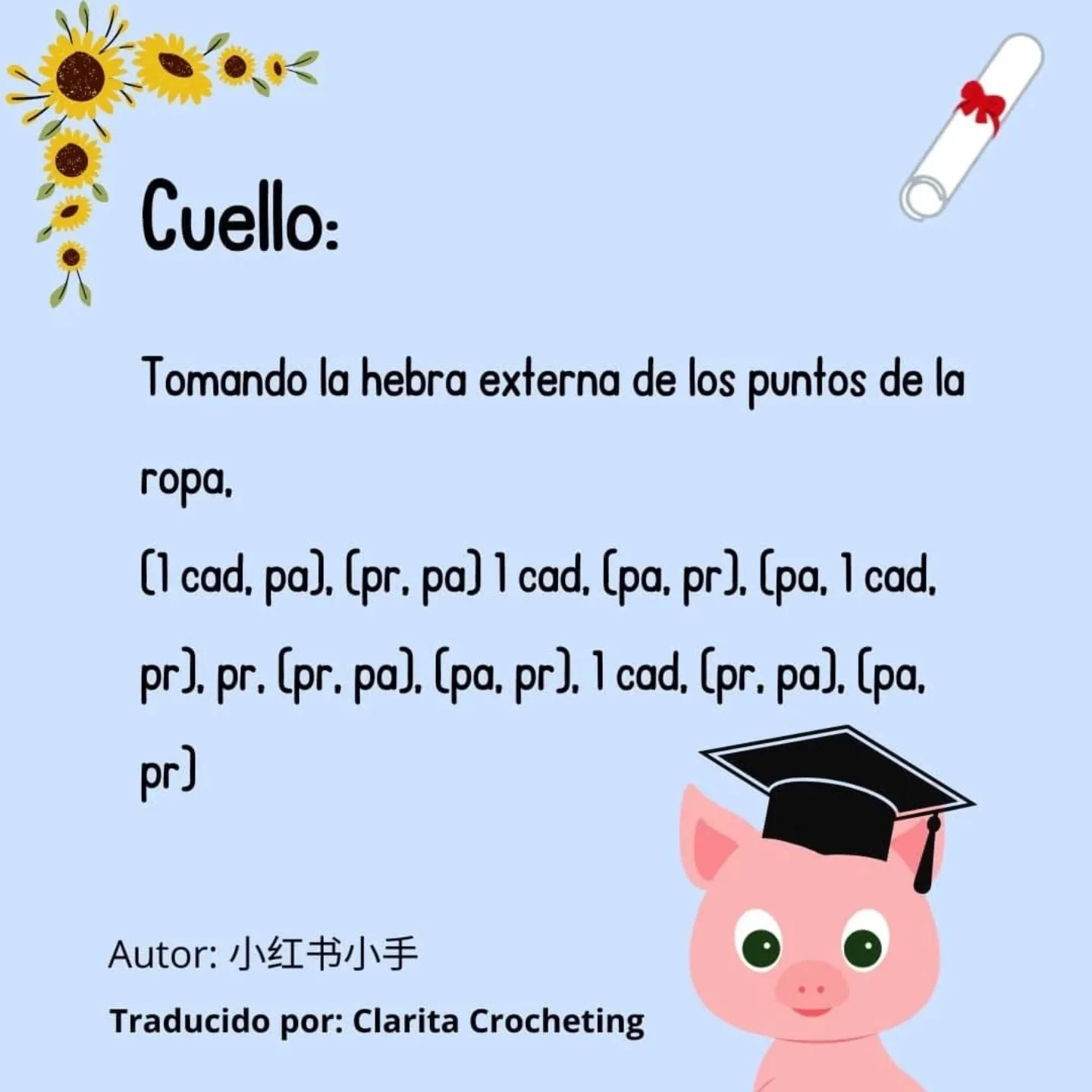 Gráfico de ganchillo: Cerditos graduados