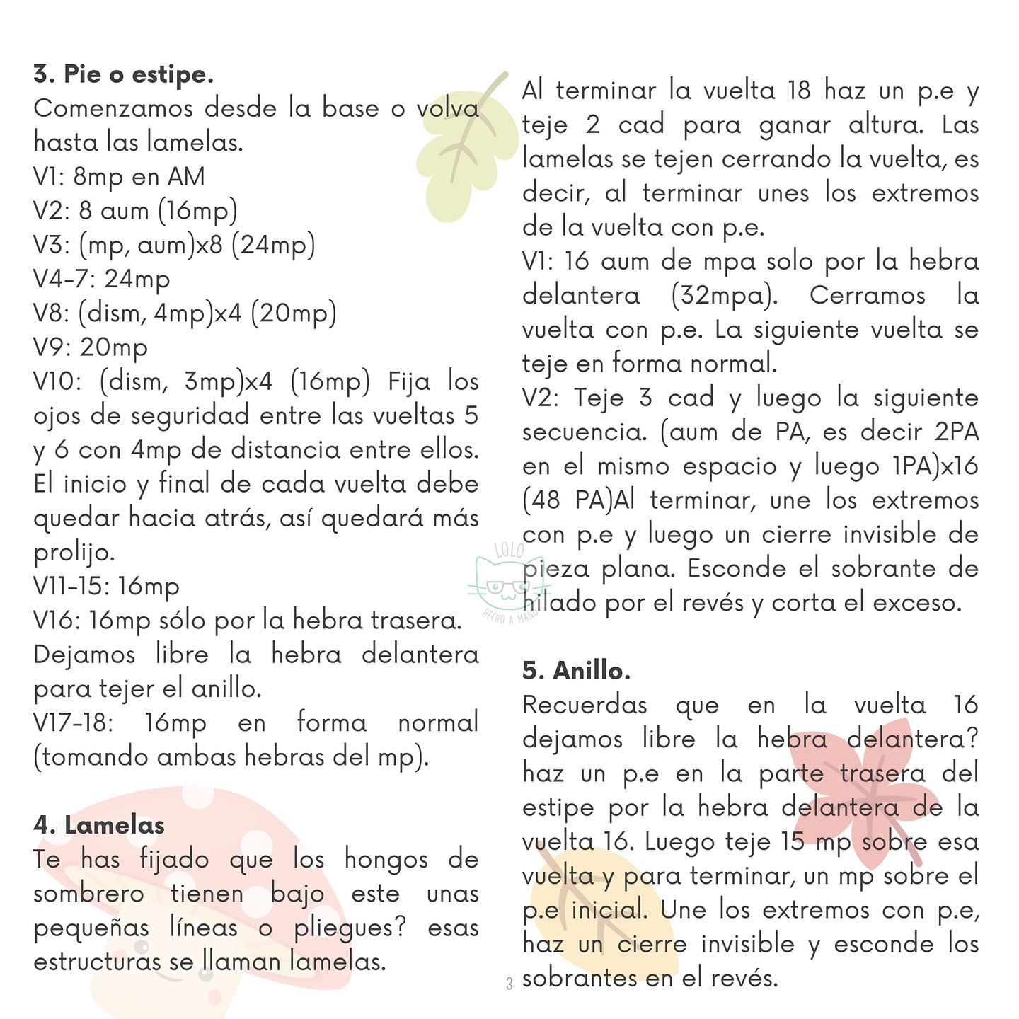 Gráfico de ganchillo de hongo otoñal