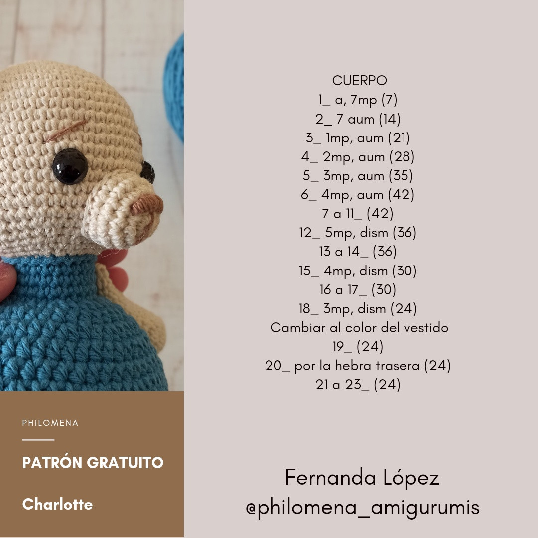 Gráfico de Ganchillo Gratuito para Oso Amigurumi Charlotte