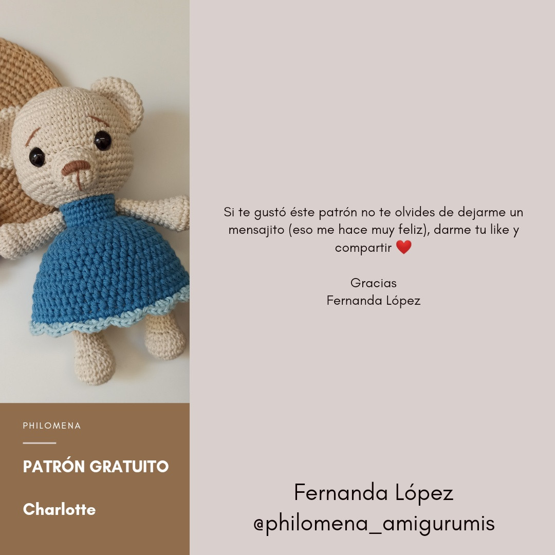 Gráfico de Ganchillo Gratuito para Oso Amigurumi Charlotte