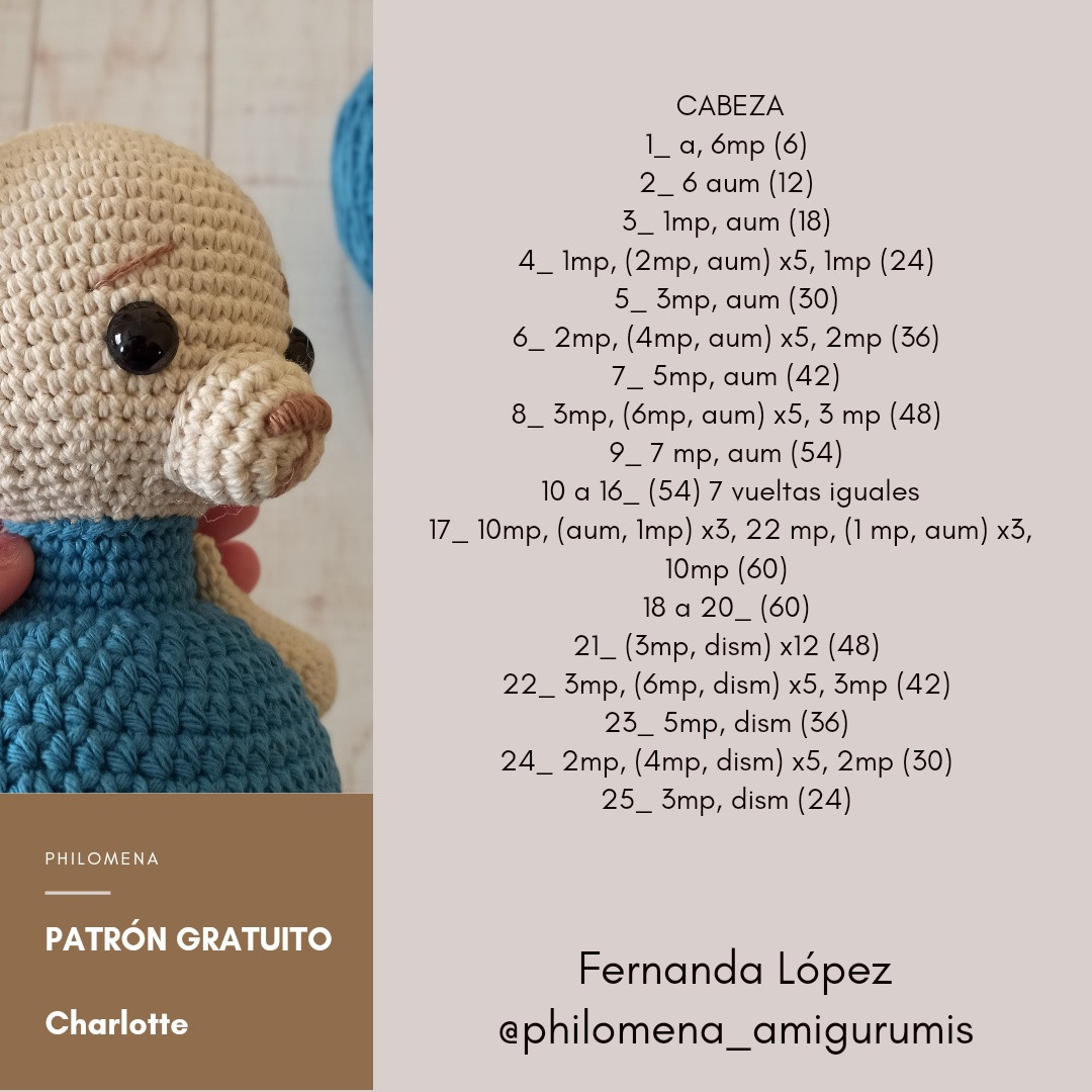 Gráfico de Ganchillo Gratuito para Oso Amigurumi Charlotte