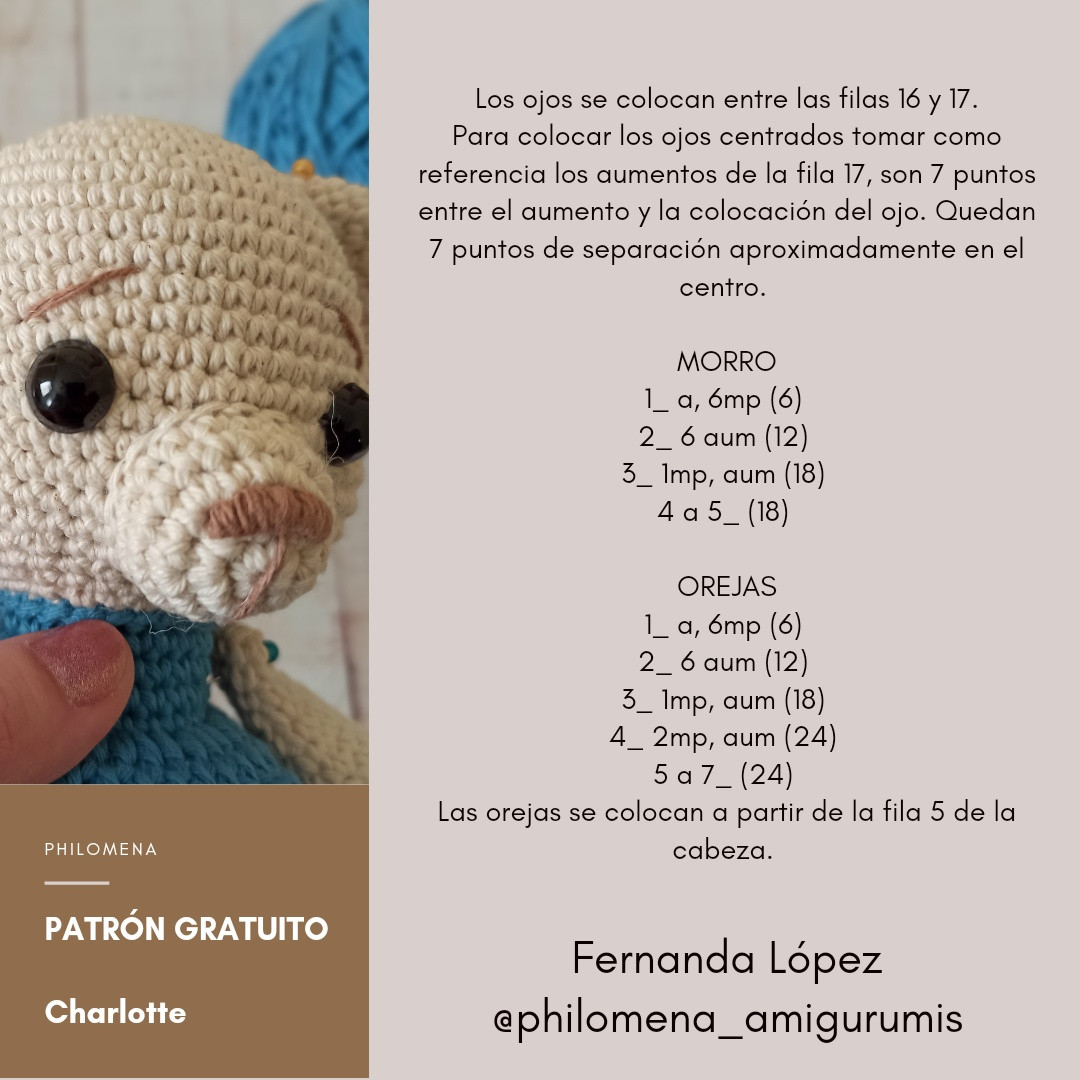 Gráfico de Ganchillo Gratuito para Oso Amigurumi Charlotte