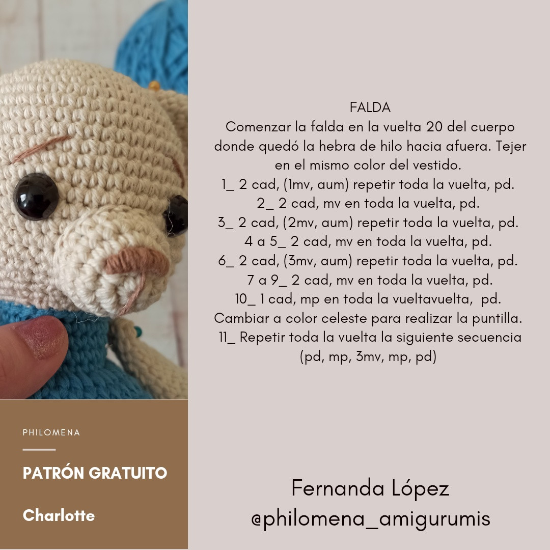 Gráfico de Ganchillo Gratuito para Oso Amigurumi Charlotte