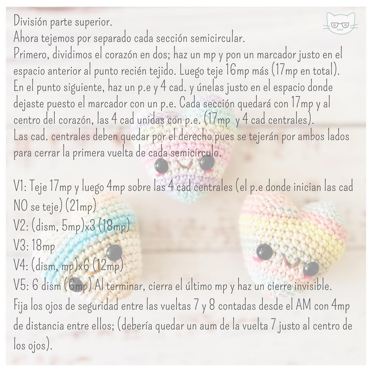 Gráfico de patrón de corazón en crochet: Guía paso a paso en español e inglés