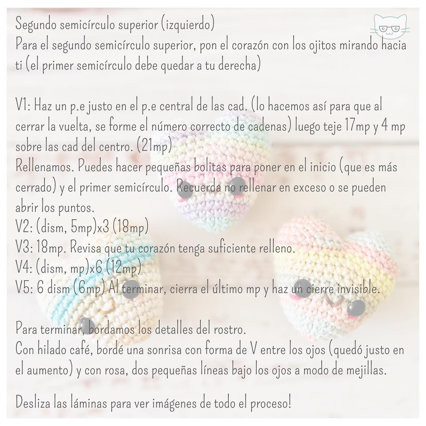 Gráfico de patrón de corazón en crochet: Guía paso a paso en español e inglés