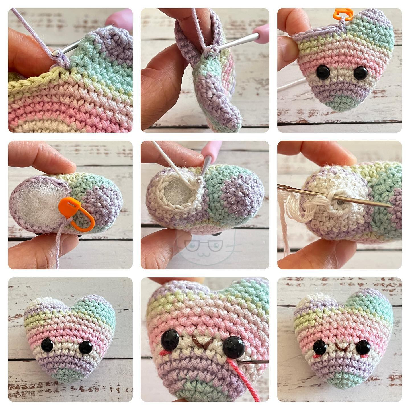 Gráfico de patrón de corazón en crochet: Guía paso a paso en español e inglés