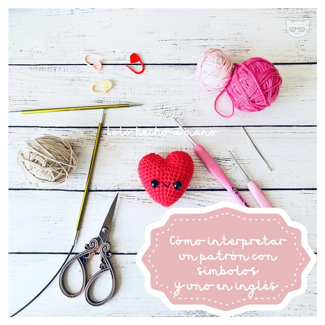 Gráfico de patrón de corazón en crochet: Guía paso a paso en español e inglés