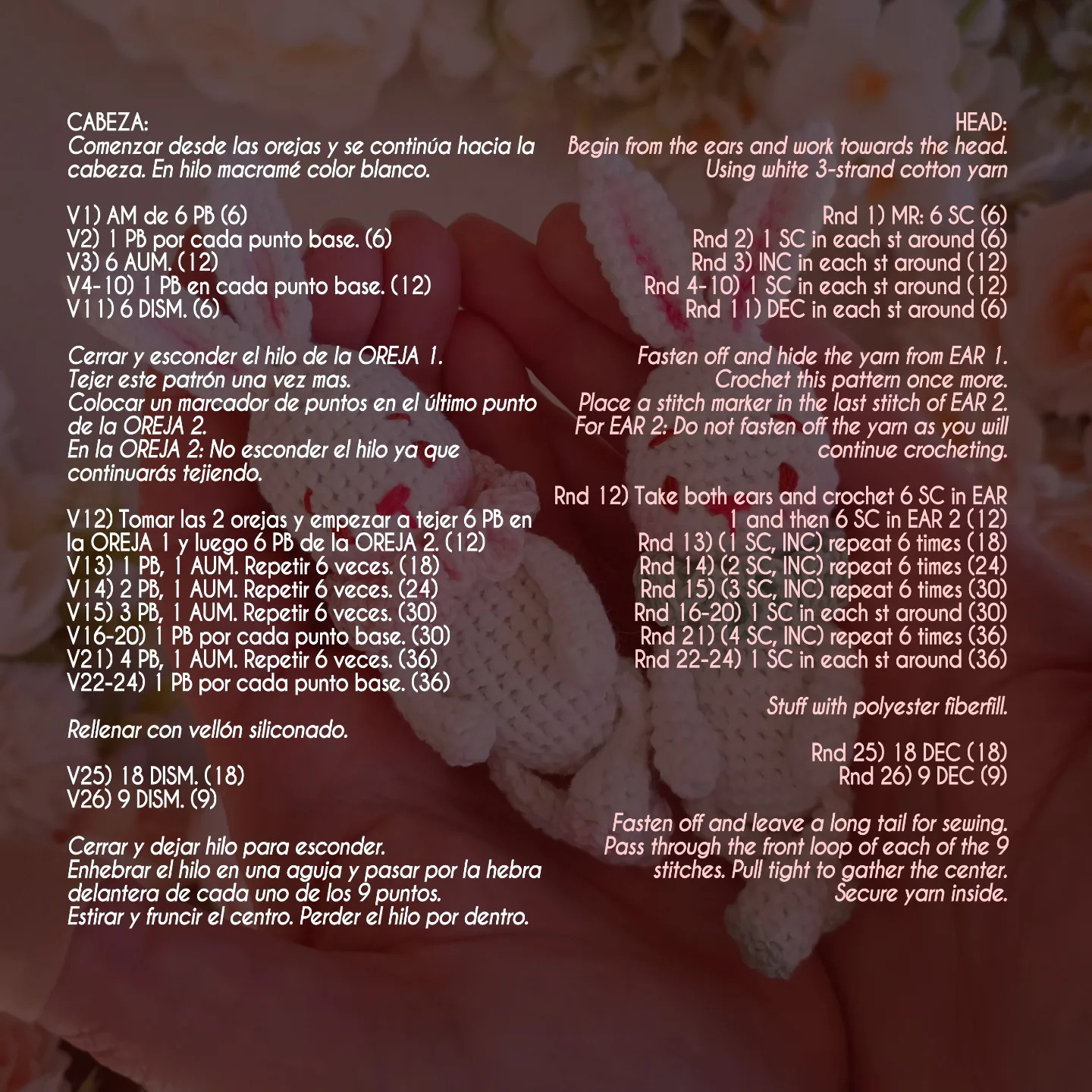Gráficos de amigurumi: Conejitos tejidos a crochet.