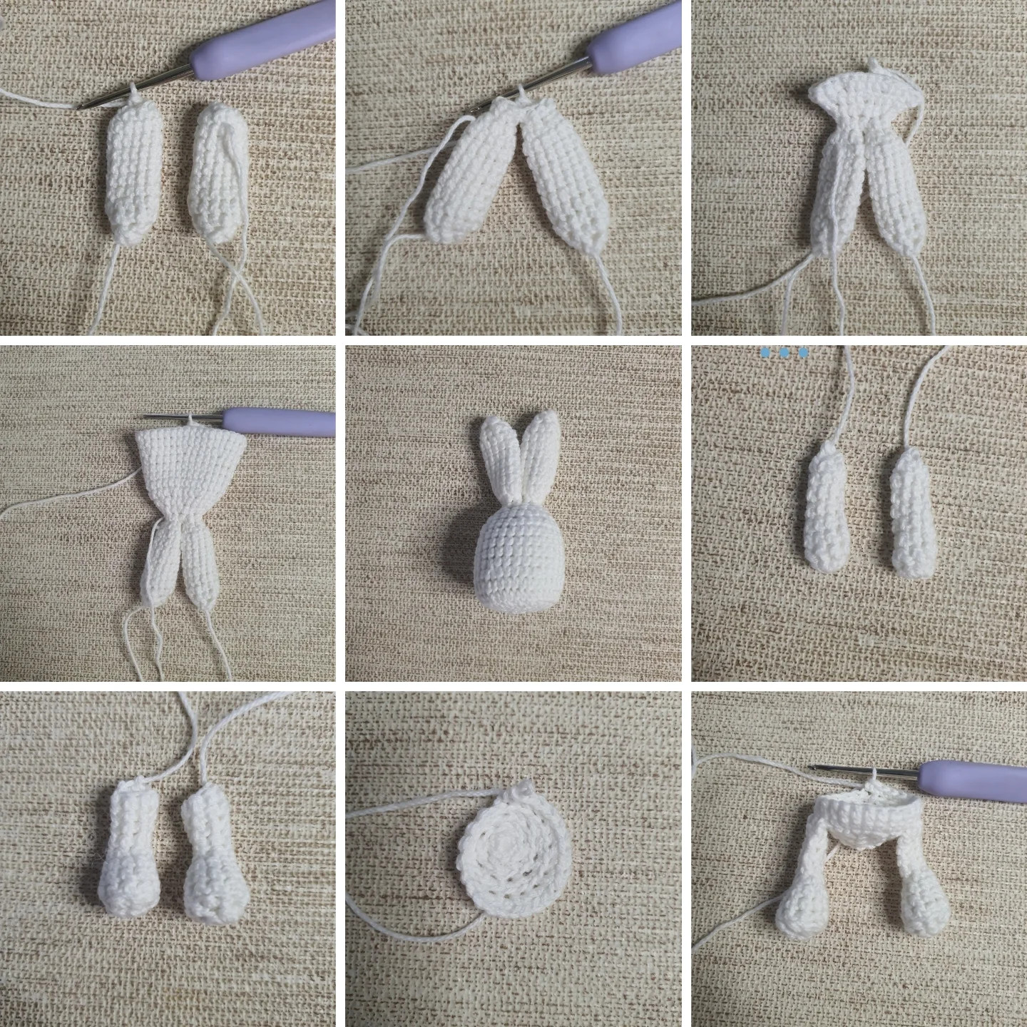 Gráficos de amigurumi: Conejitos tejidos a crochet.