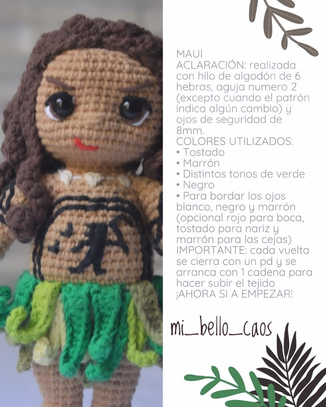 Gráficos de amigurumi gratis: Maui de Moana