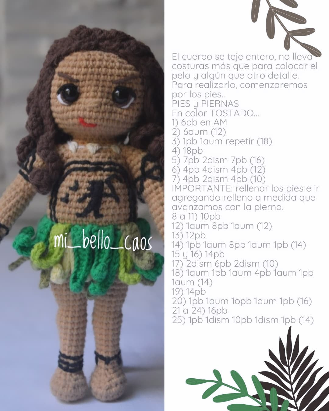 Gráficos de amigurumi gratis: Maui de Moana