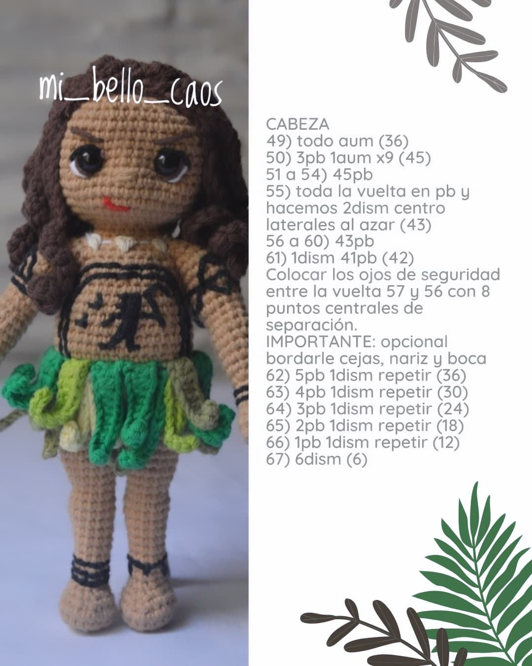 Gráficos de amigurumi gratis: Maui de Moana