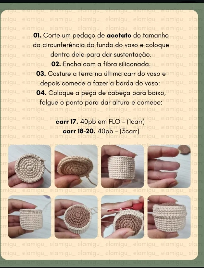 Grátis: Amigurumi Gatinho em Vaso de Crochê