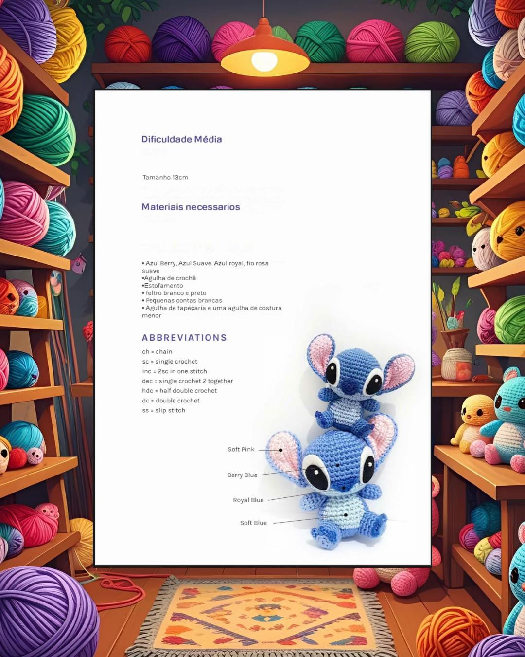 Grátis: Amigurumi Stitch em crochê!