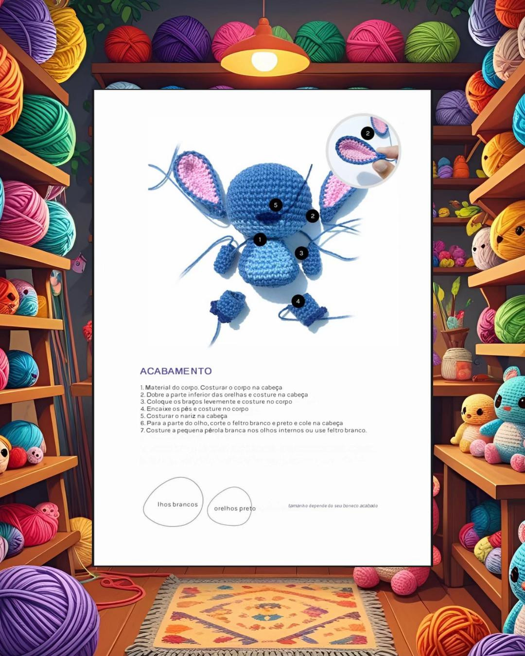 Grátis: Amigurumi Stitch em crochê!