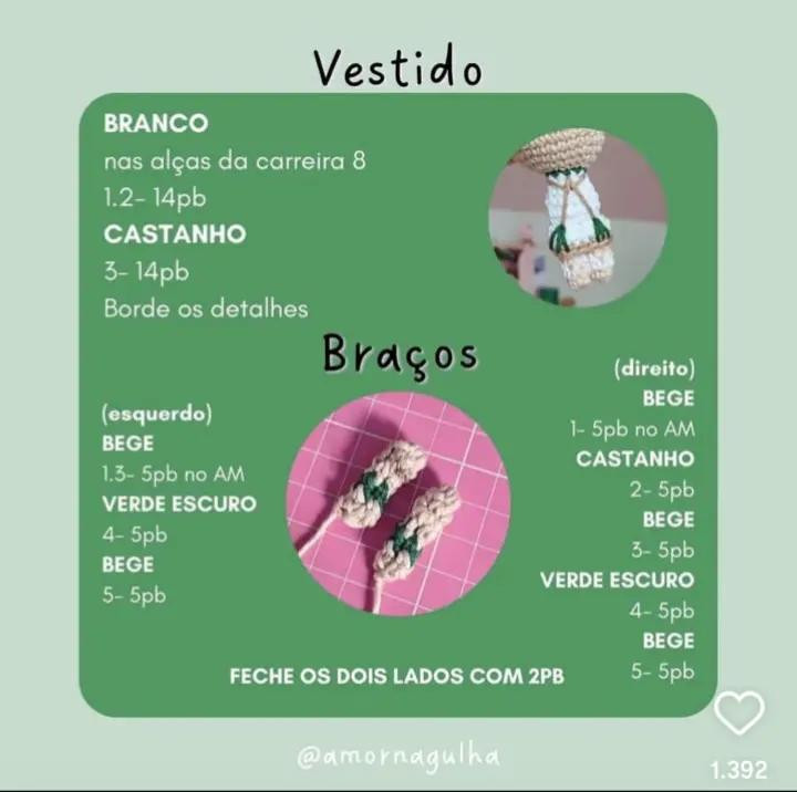 Grátis: Crochê Amigurumi Nahida passo a passo