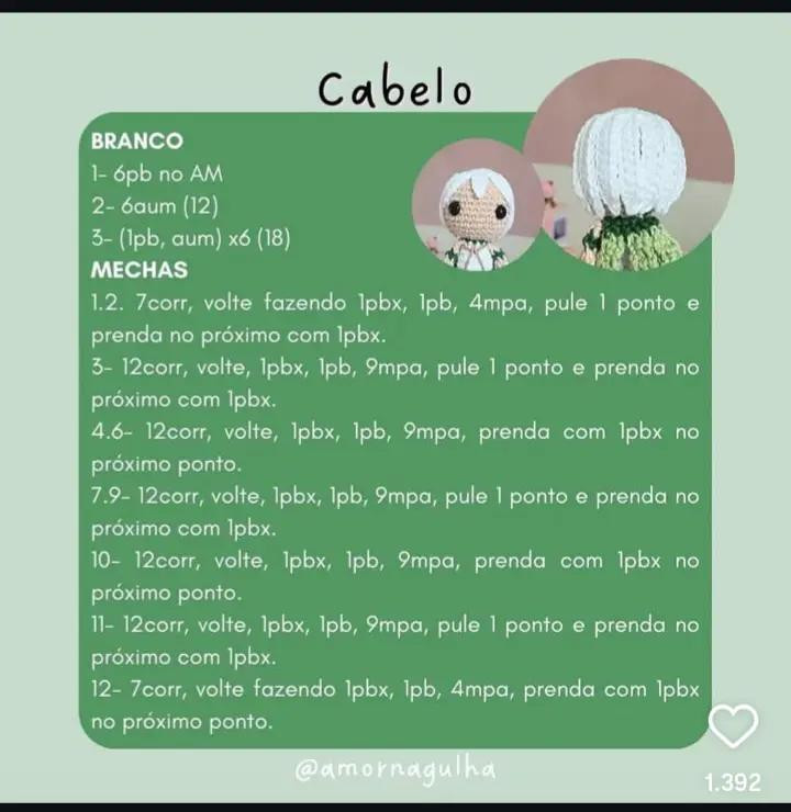 Grátis: Crochê Amigurumi Nahida passo a passo