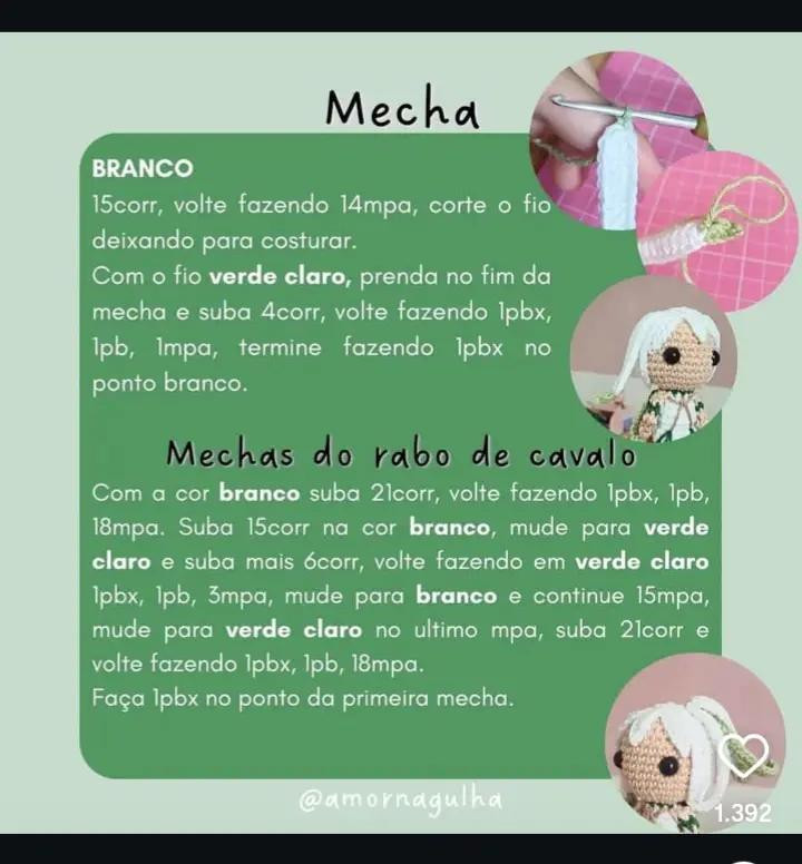 Grátis: Crochê Amigurumi Nahida passo a passo