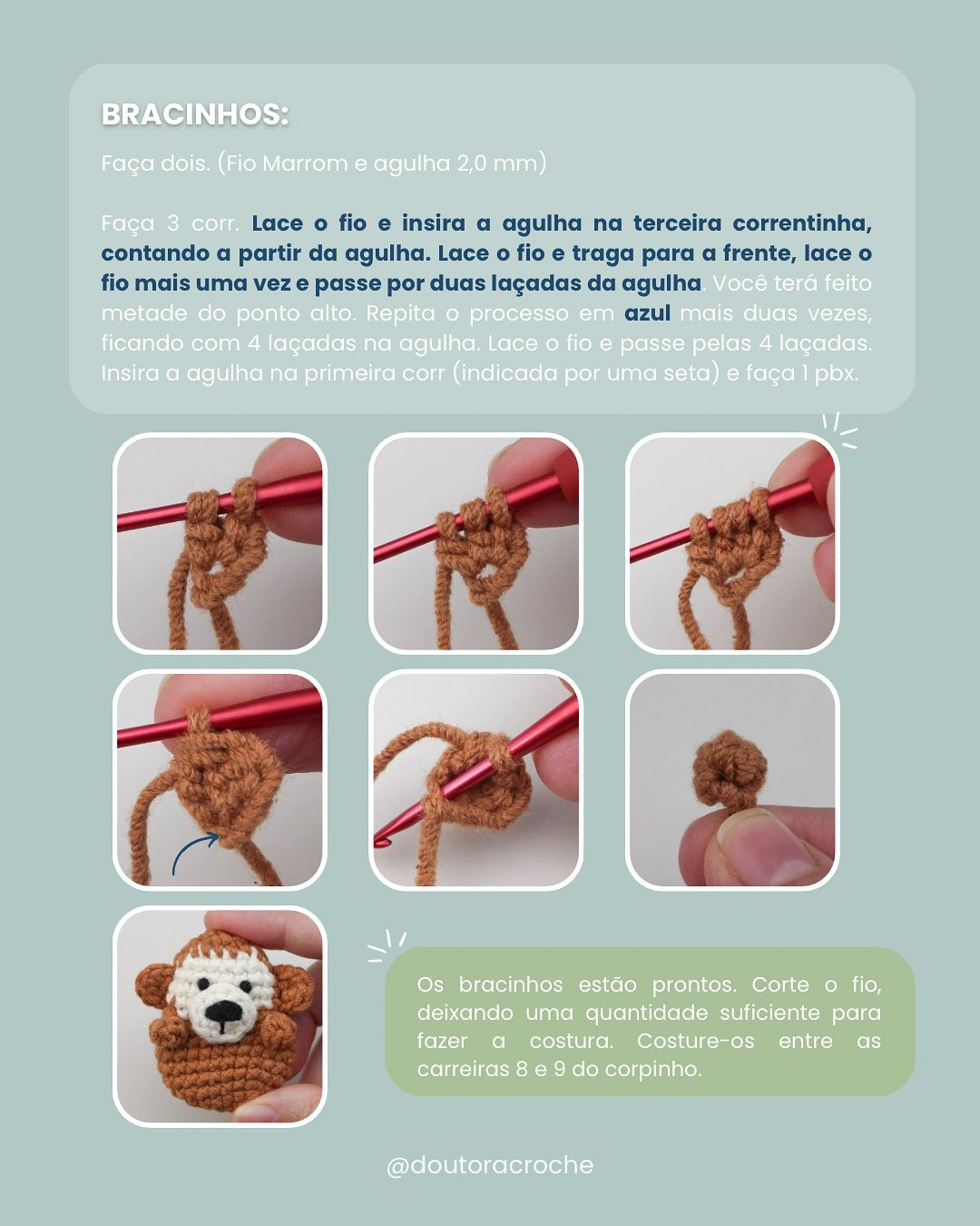 Grátis: Crochê de macaquinho charmoso