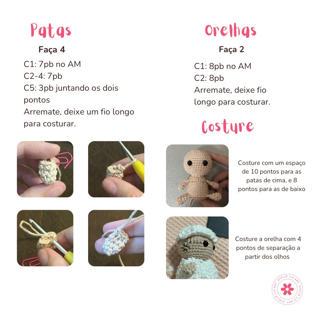 Grátis: Crochê Mini Ovelha, Padrão Fácil
