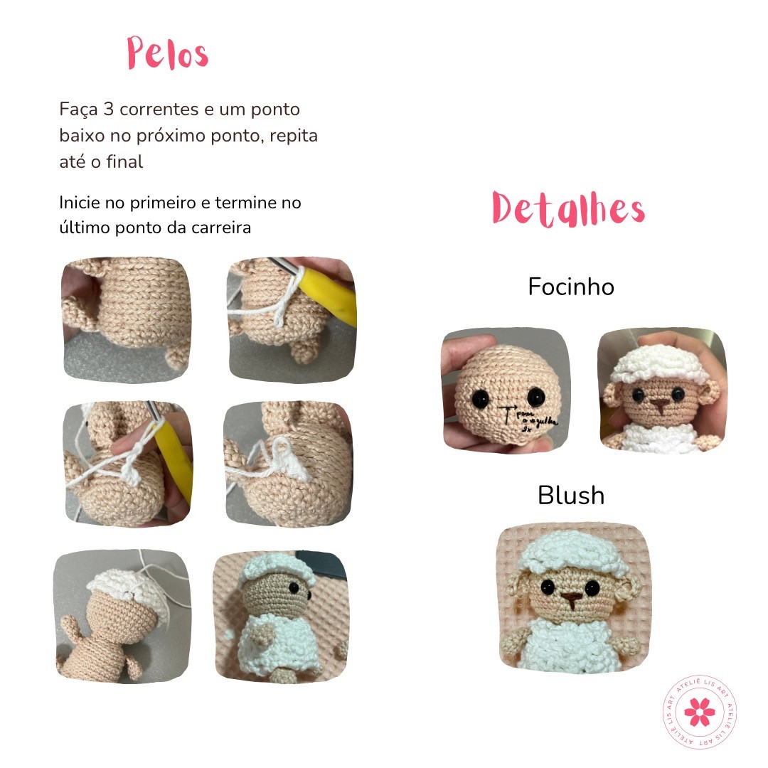 Grátis: Crochê Mini Ovelha, Padrão Fácil