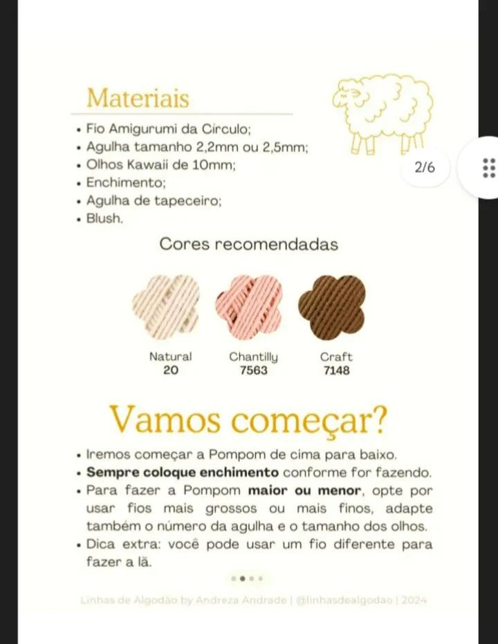 Grátis: Crochê Pompom Cordeiro de Páscoa