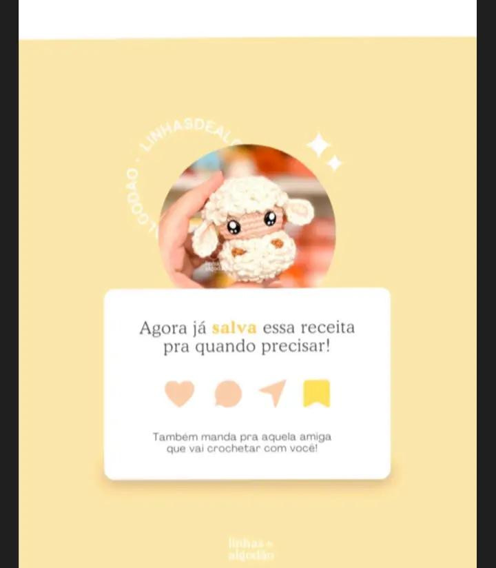 Grátis: Crochê Pompom Cordeiro de Páscoa