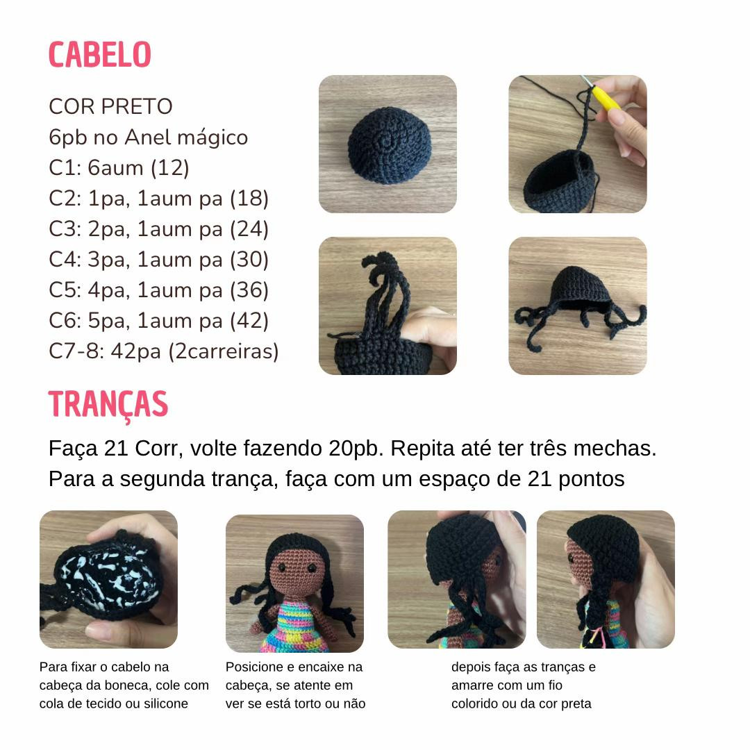 Grátis! Padrão de amigurumi de bonecas 18cm