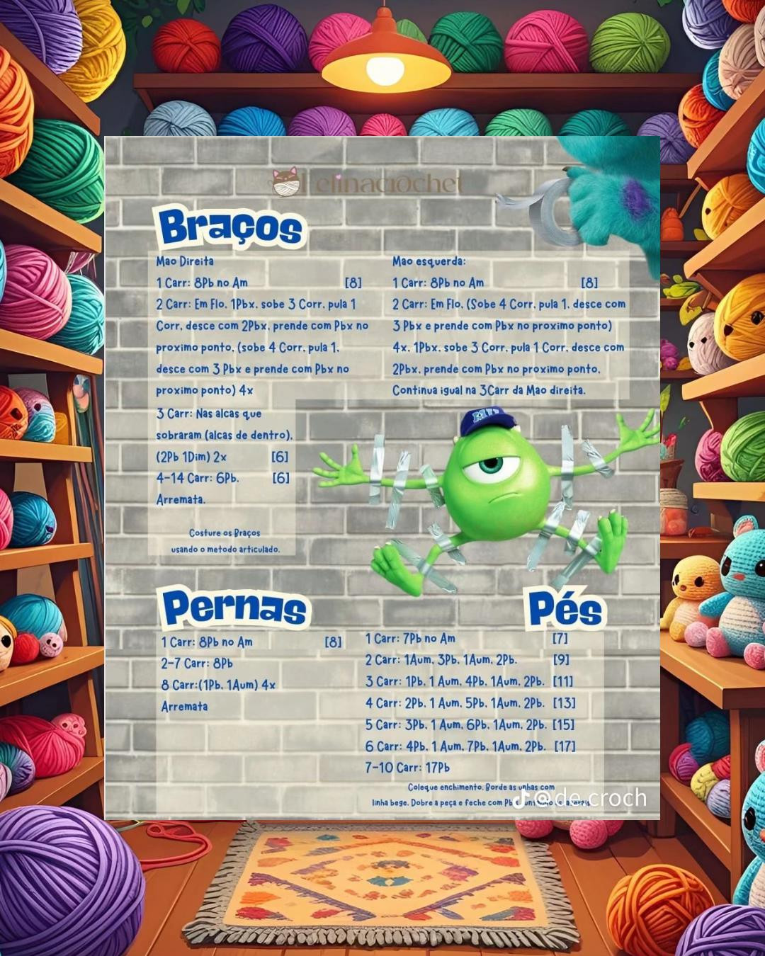 Grátis Padrão de crochê Mike Wazowski