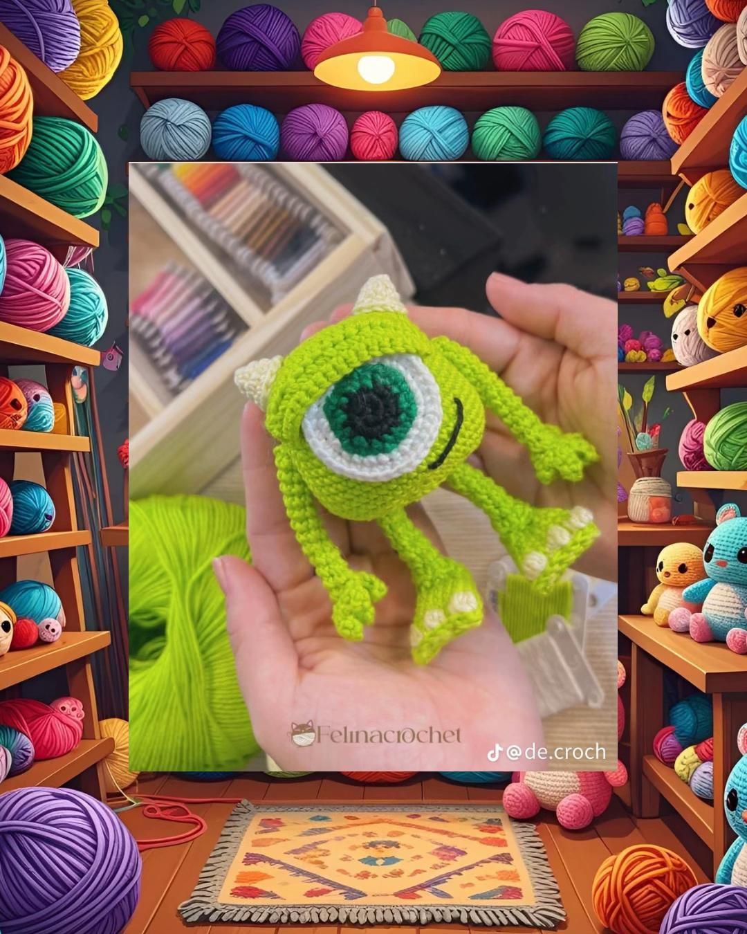 Grátis Padrão de crochê Mike Wazowski