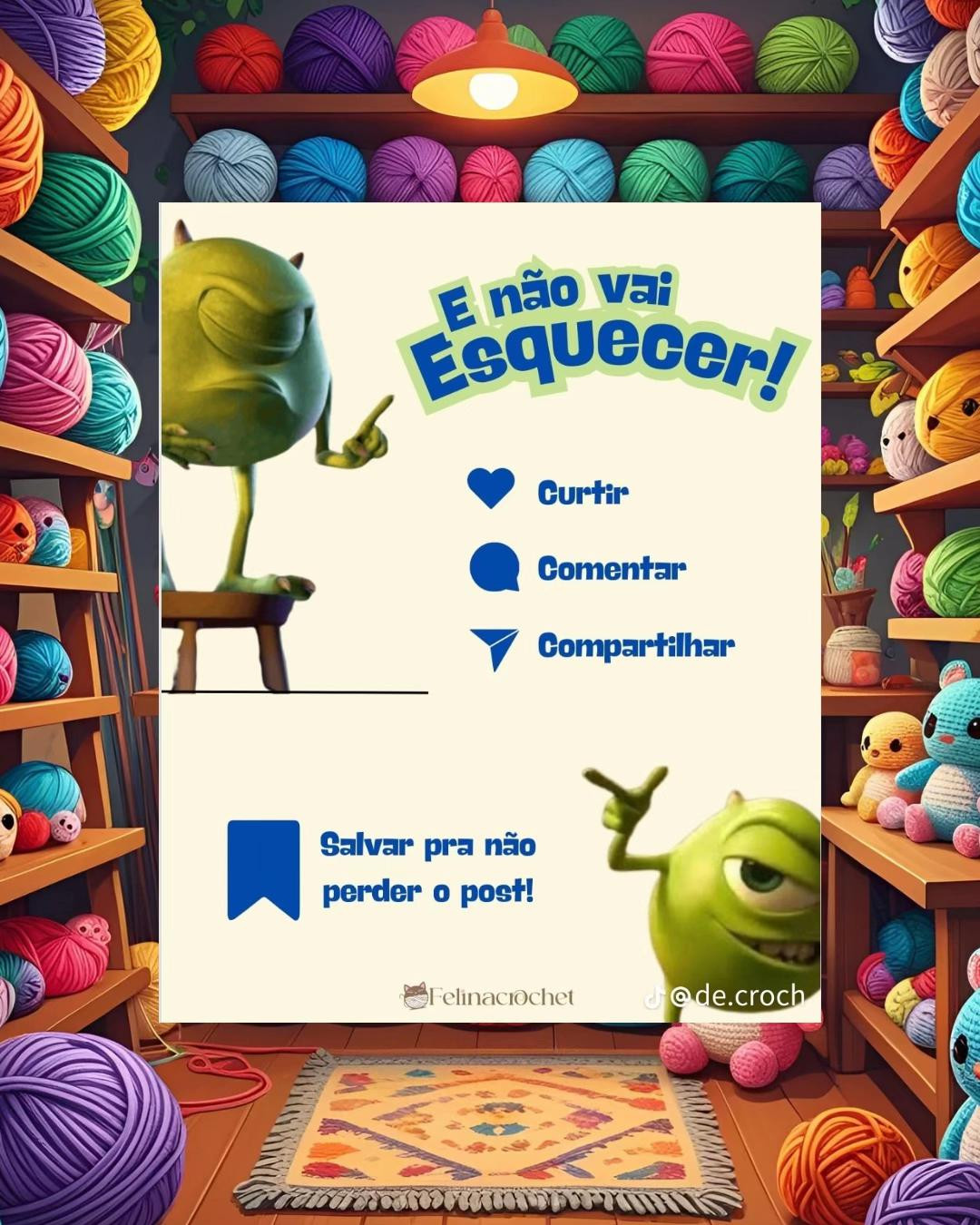 Grátis Padrão de crochê Mike Wazowski