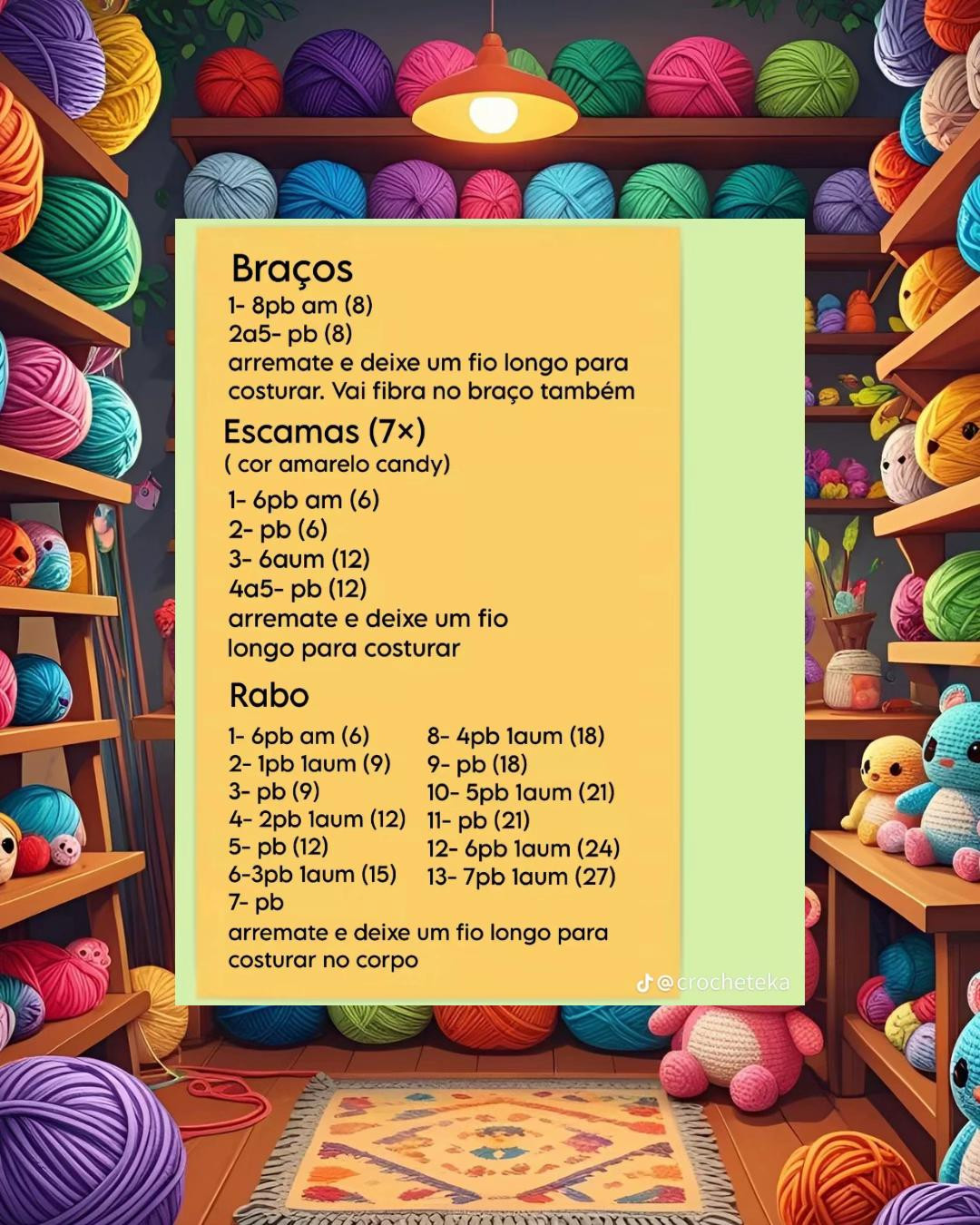 Grátis receita de amigurumi de dinossauro bebê