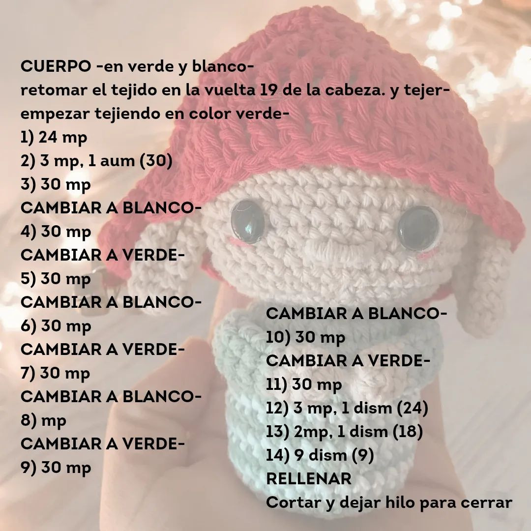 Guía de tejido gratis: Gnomo Navideño