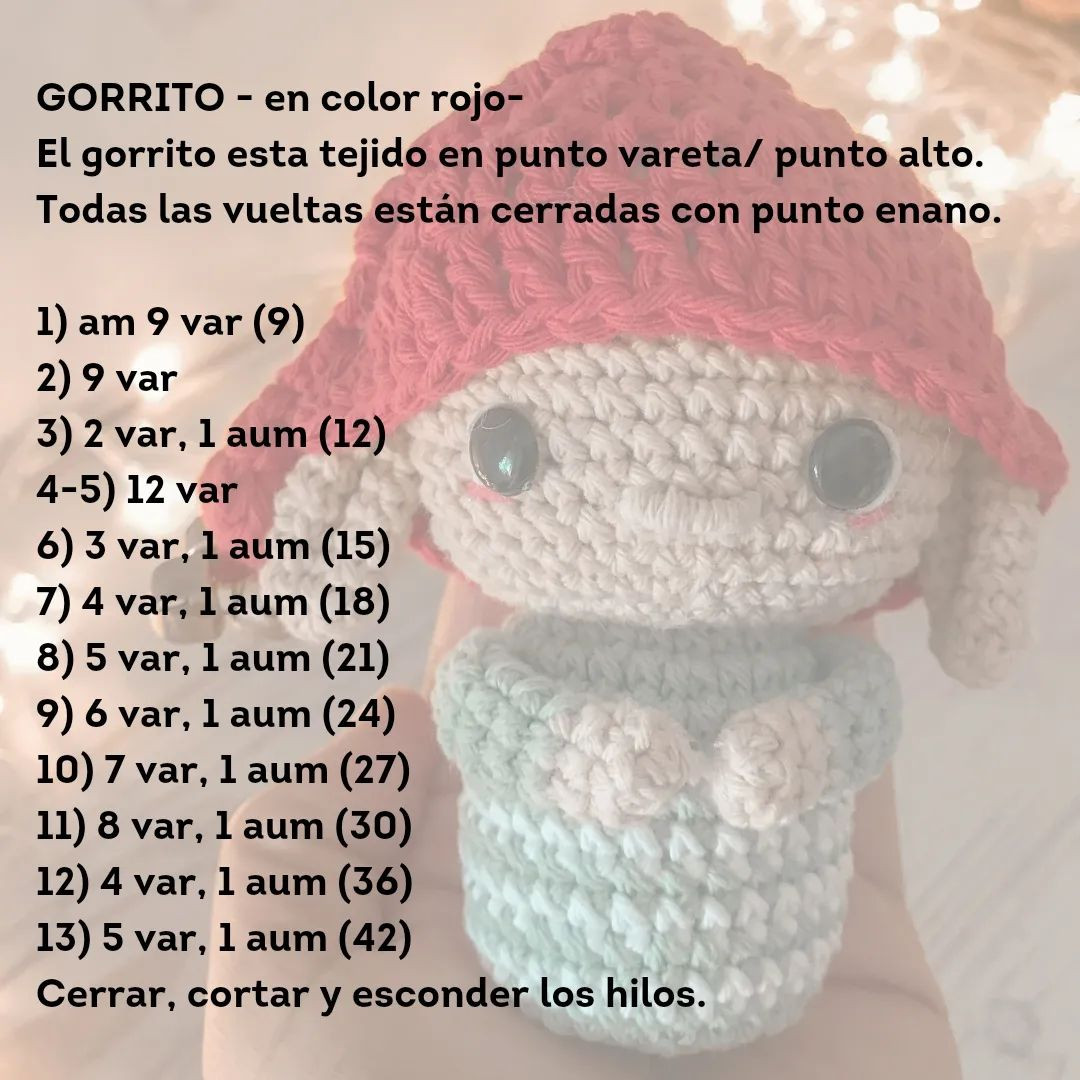 Guía de tejido gratis: Gnomo Navideño