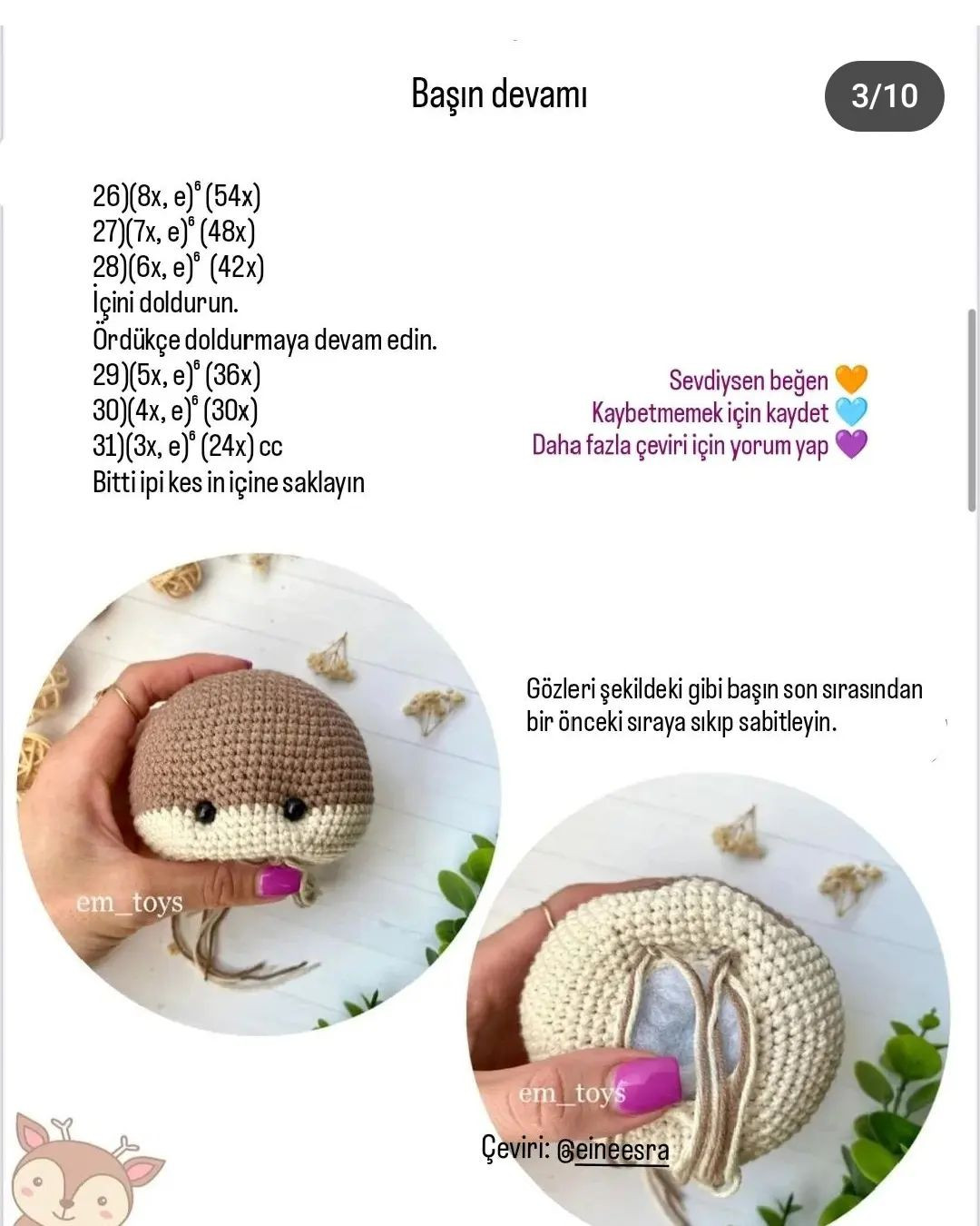 Hươu Nai Móc Len - Sơ Đồ Miễn Phí