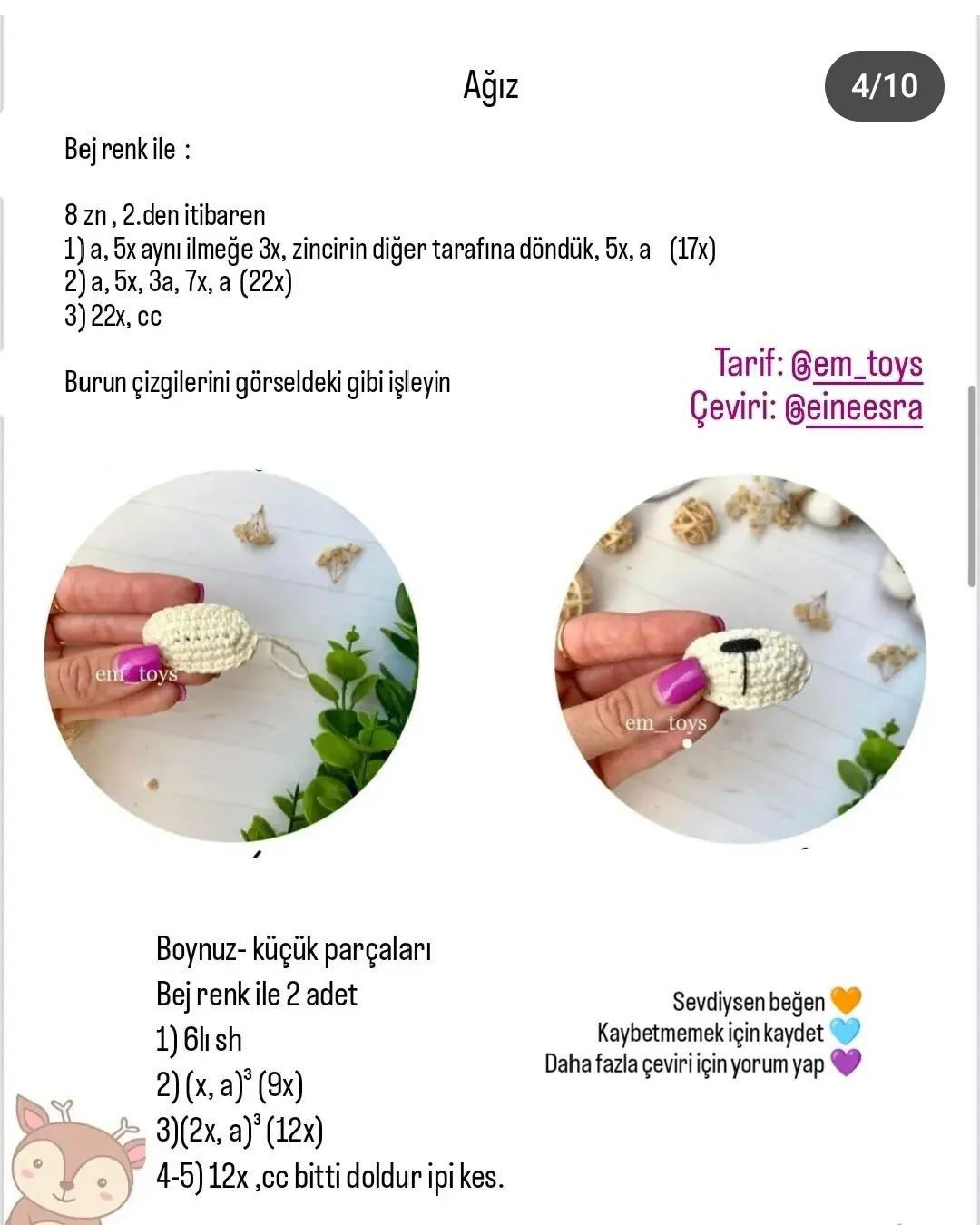 Hươu Nai Móc Len - Sơ Đồ Miễn Phí