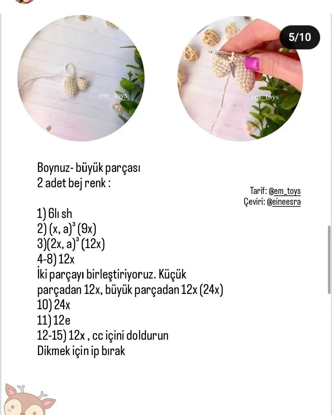 Hươu Nai Móc Len - Sơ Đồ Miễn Phí