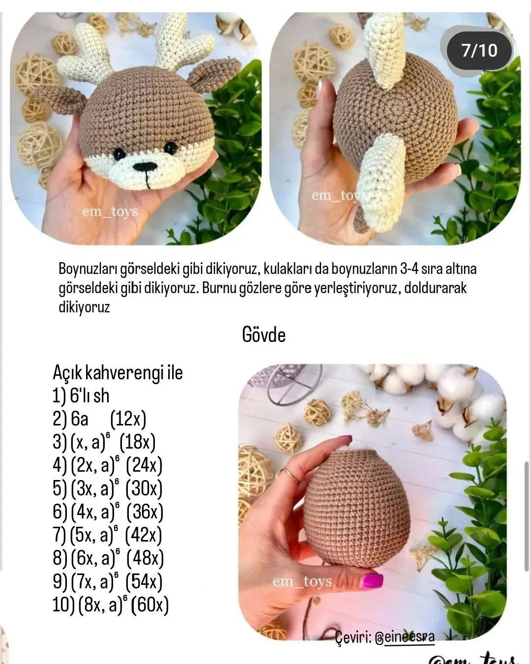 Hươu Nai Móc Len - Sơ Đồ Miễn Phí