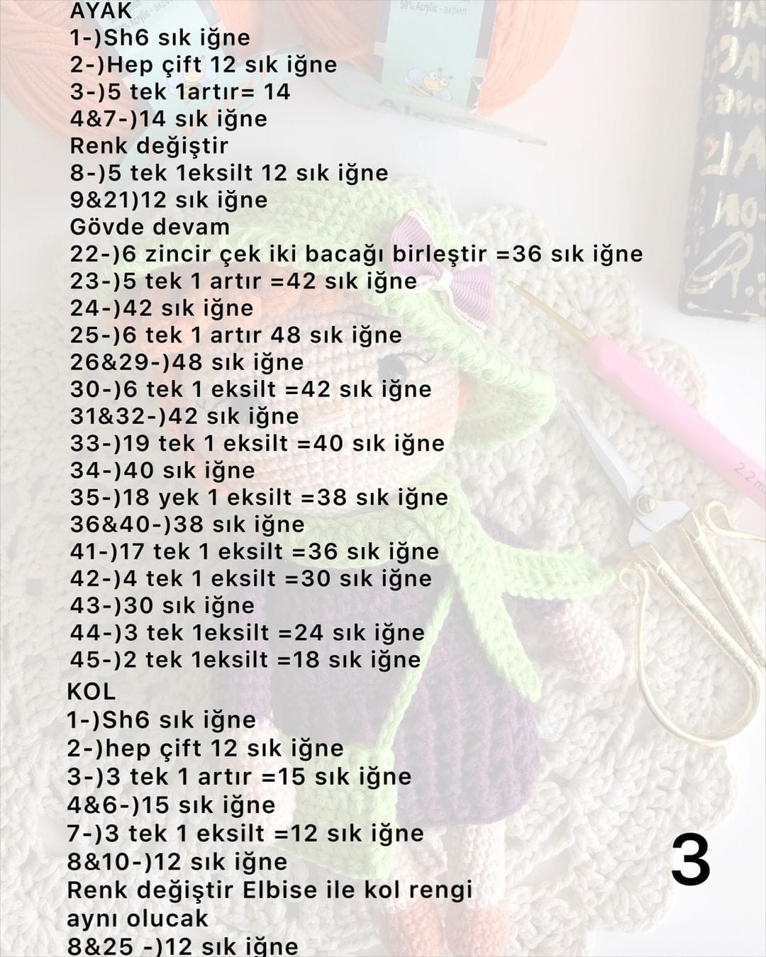 İplikle Örgü Bebek Şeması