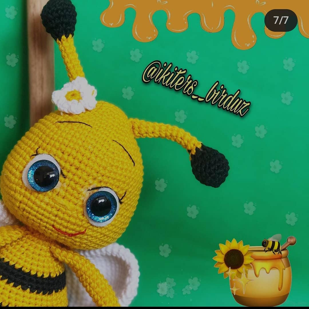 İşte bal arısı amigurumi'nin ücretsiz kroşesi
