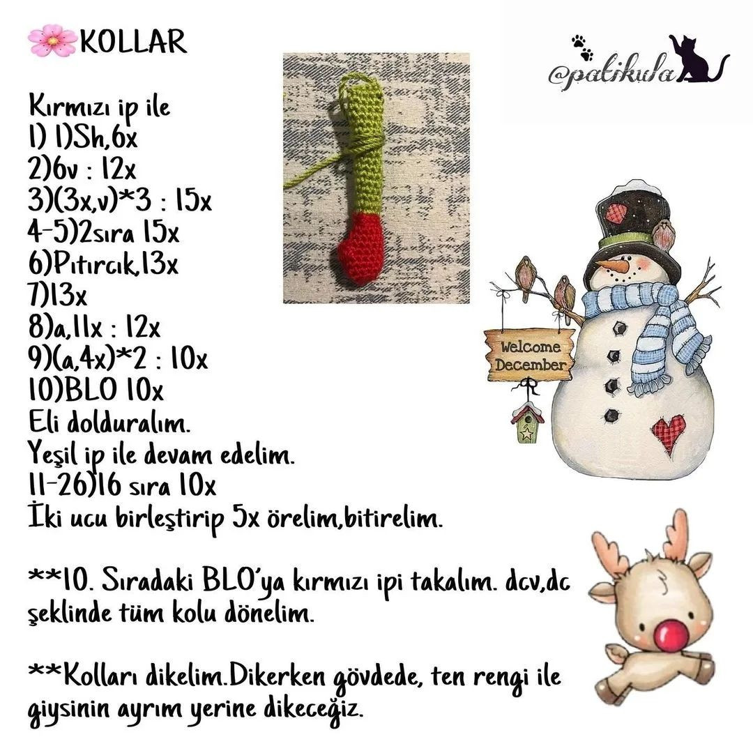 Kardan Adam Amigurumi Tığ İşi Şeması Günaydınnn yeni yılın ilk tarifi gelsin o zaman 🥳
